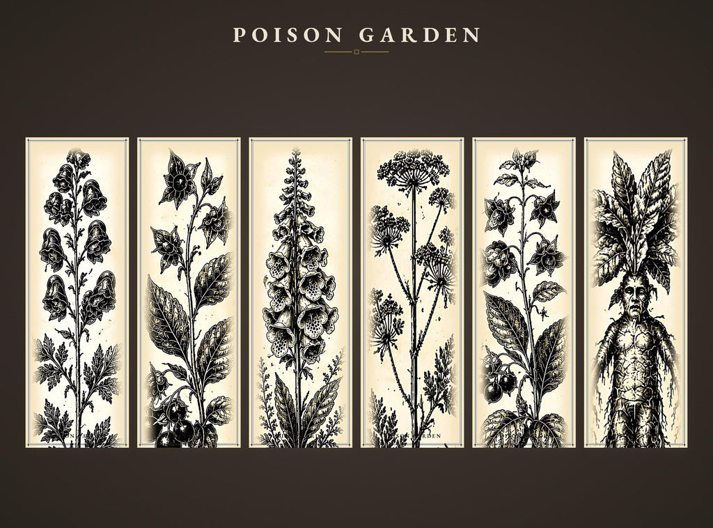 The Poison Garden Botanical Bookmark | Dark Academia Witchy | Printable Digital Download | Gothic Plant Illustration | Book Lover Gift