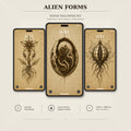 Alien Forms Phone Wallpaper Bundle | Biomechanical Codex Lock Screen | Dark Academia Digital Download