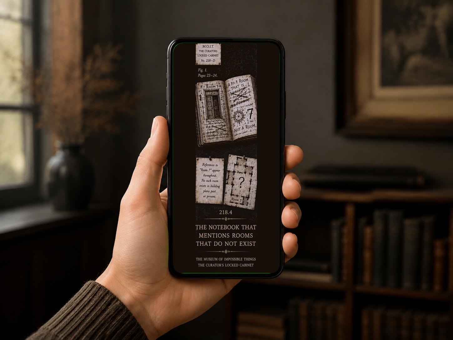 Curator's Locked Cabinet Phone Wallpaper | Dark Academia Lock Screen, Mystery Specimens Bundle