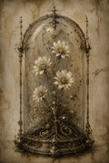 Flowers in Dome Biomechanical Wallpaper | Dark Academia Lock Screen | Brass Bone Anatomy | Instant Digital Download