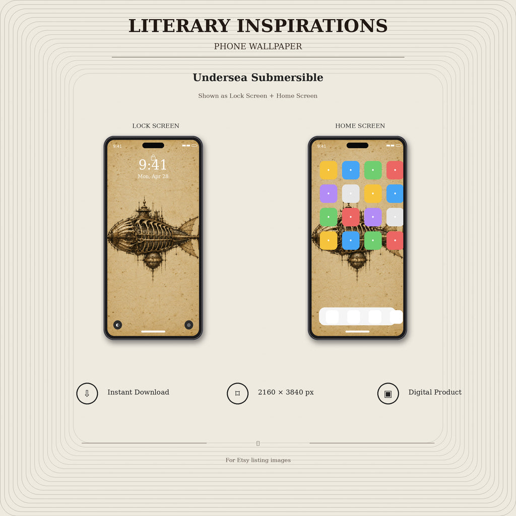 Literary Inspirations Phone Wallpaper Bundle | Biomechanical Codex Lock Screen | Dark Academia Digital Download