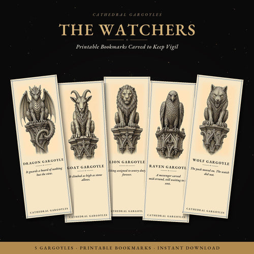 Cathedral Gargoyles The Watchers Bookmark | Dark Academia Gargoyle Bookmark | Standard or Magnetic Page Marker
