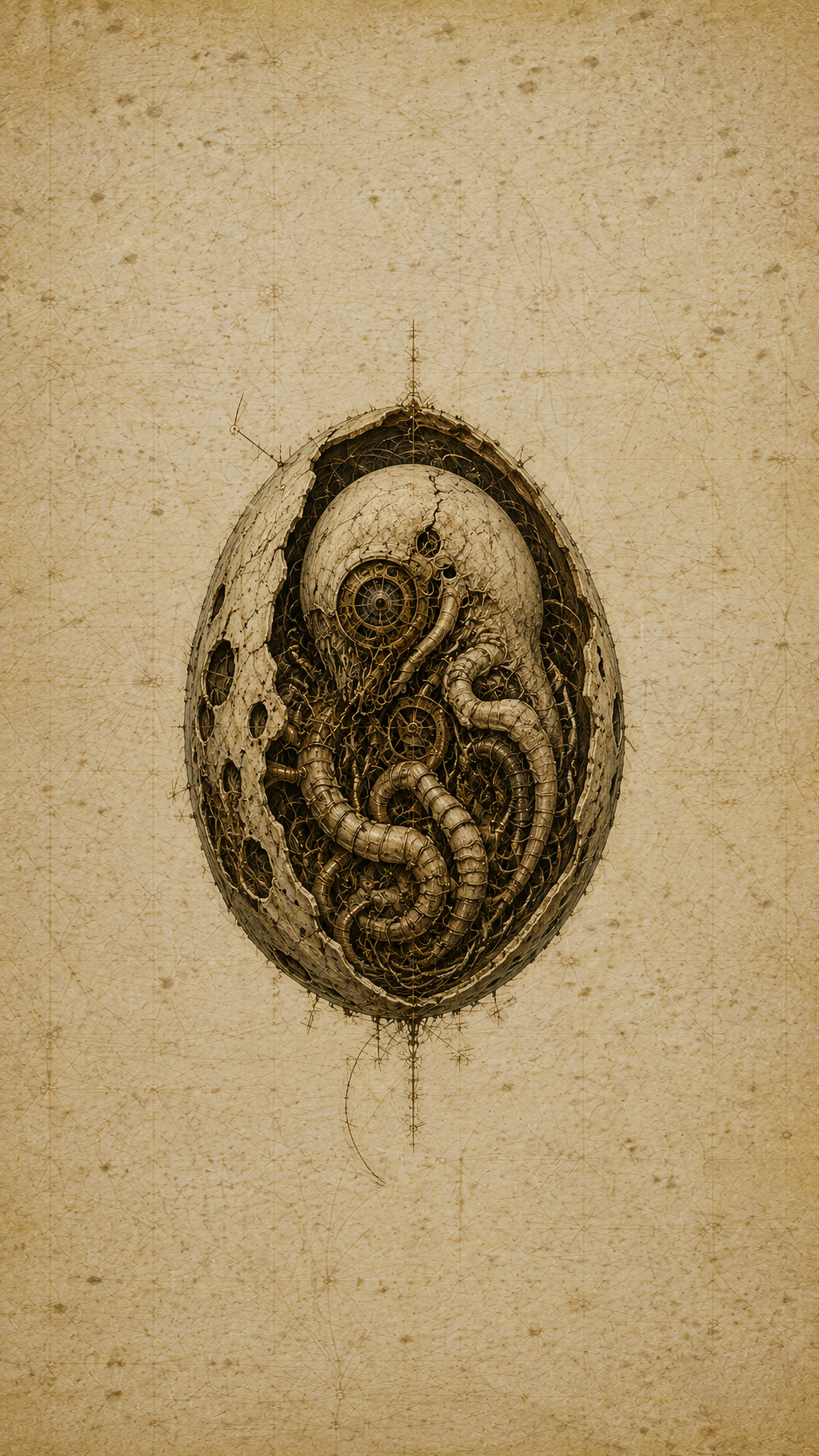 Alien Forms, Biomechanical Codex Wall Art | Dark Academia Gothic Print Set | Sepia Digital Download