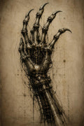 Skeletal Hand I, Biomechanical Lock Screen | Dark Academia Wallpaper | Brass Bone Machinery | Modern Phone Screens