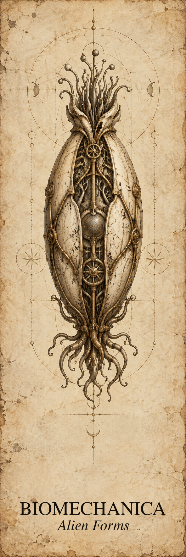 Alien Forms Printable Bookmarks | Biomechanical Codex Dark Academia | Digital Download | Book Lover Gift