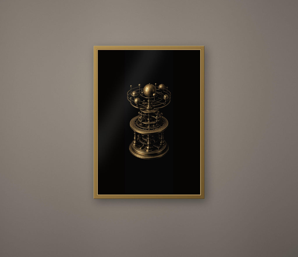 Forgotten Observatory: Dark Academia Celestial Prints | Gold On Black | Orrery Wall Art | Astronomy Digital Download