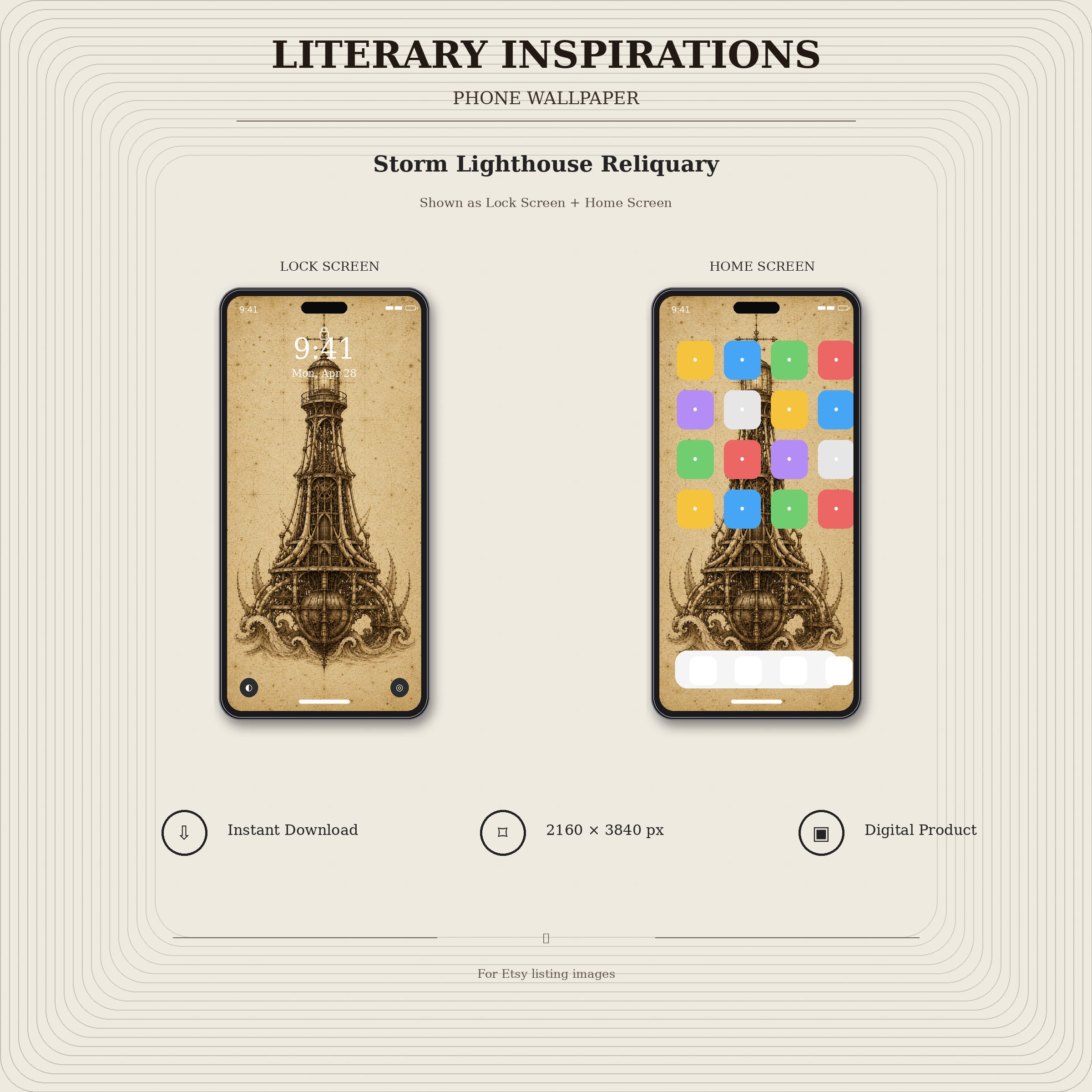 Literary Inspirations Phone Wallpaper Bundle | Biomechanical Codex Lock Screen | Dark Academia Digital Download