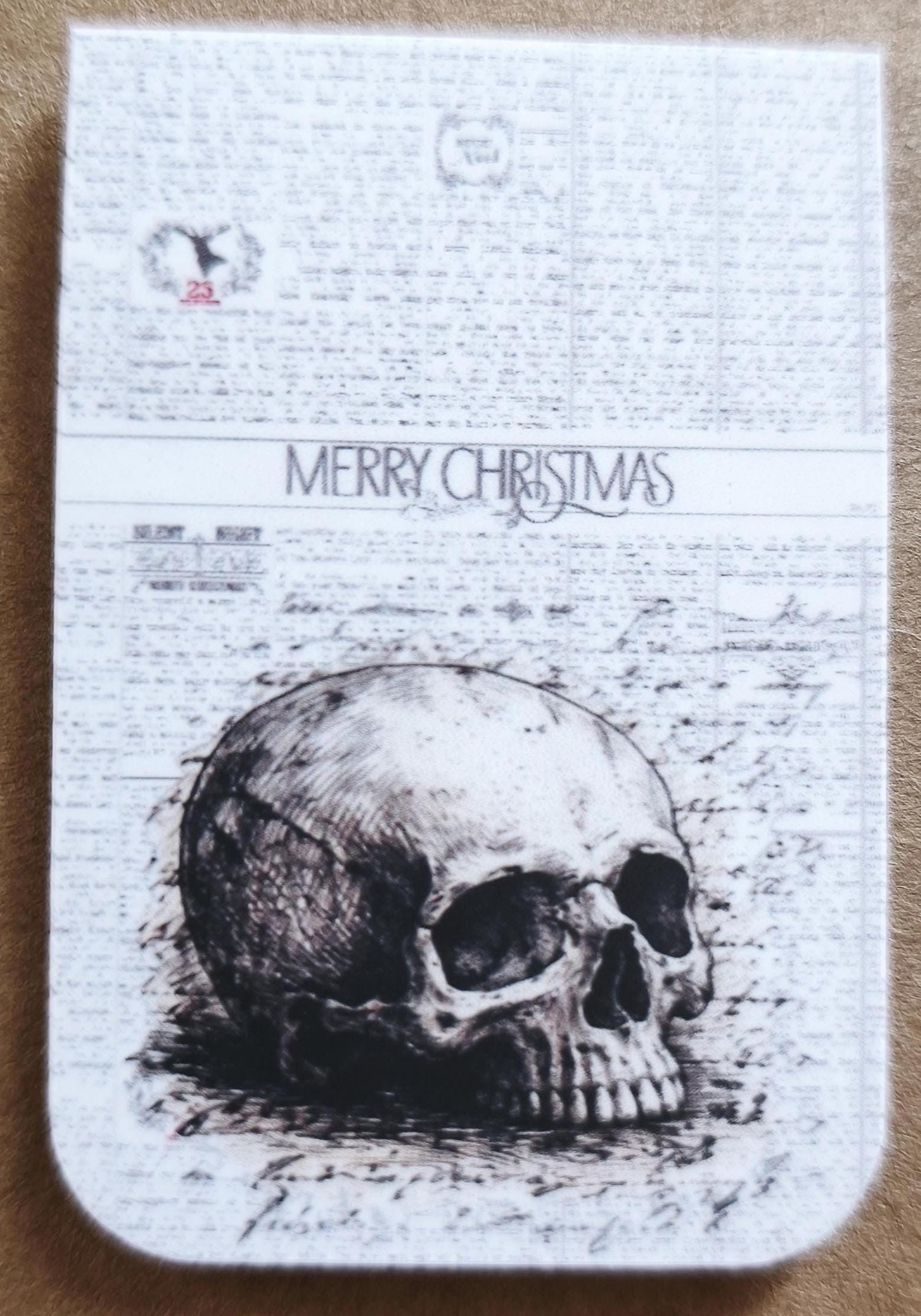 Memento Mori Skull Magnetic Page Marker | Dark Academia Gothic | Vintage Witchy Design | Sepia Skull Art | Reader Gift