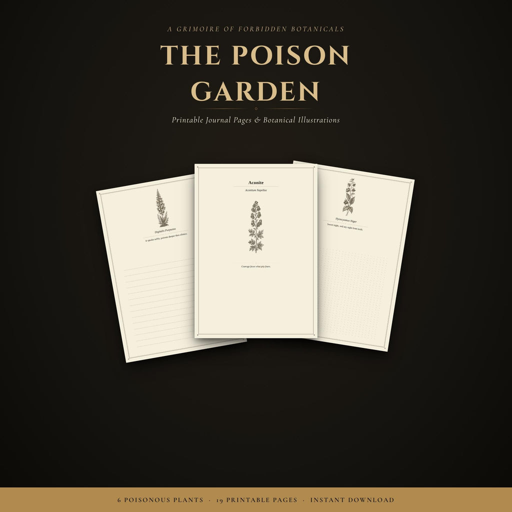 The Poison Garden - Grimoire of Forbidden Botanicals | Dark Academia Printable | Toxic Plants Journal Pages | Witchy Dividers