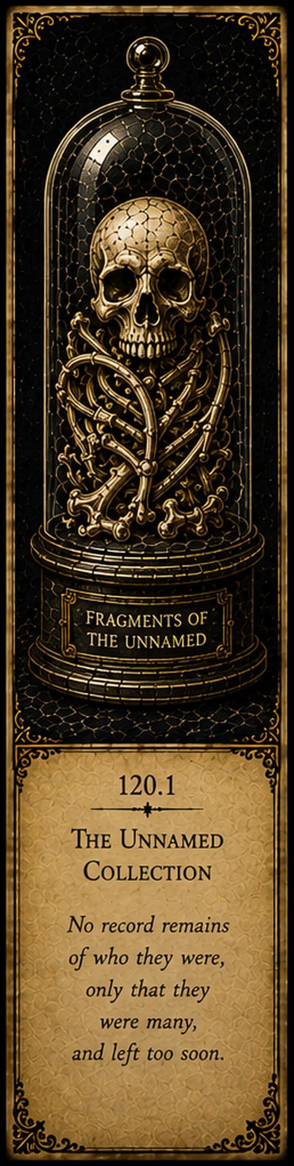 Bone Custodian | Dark Academia Bookmarks - Digital Download | Antique Gold On Black, Set Of 5