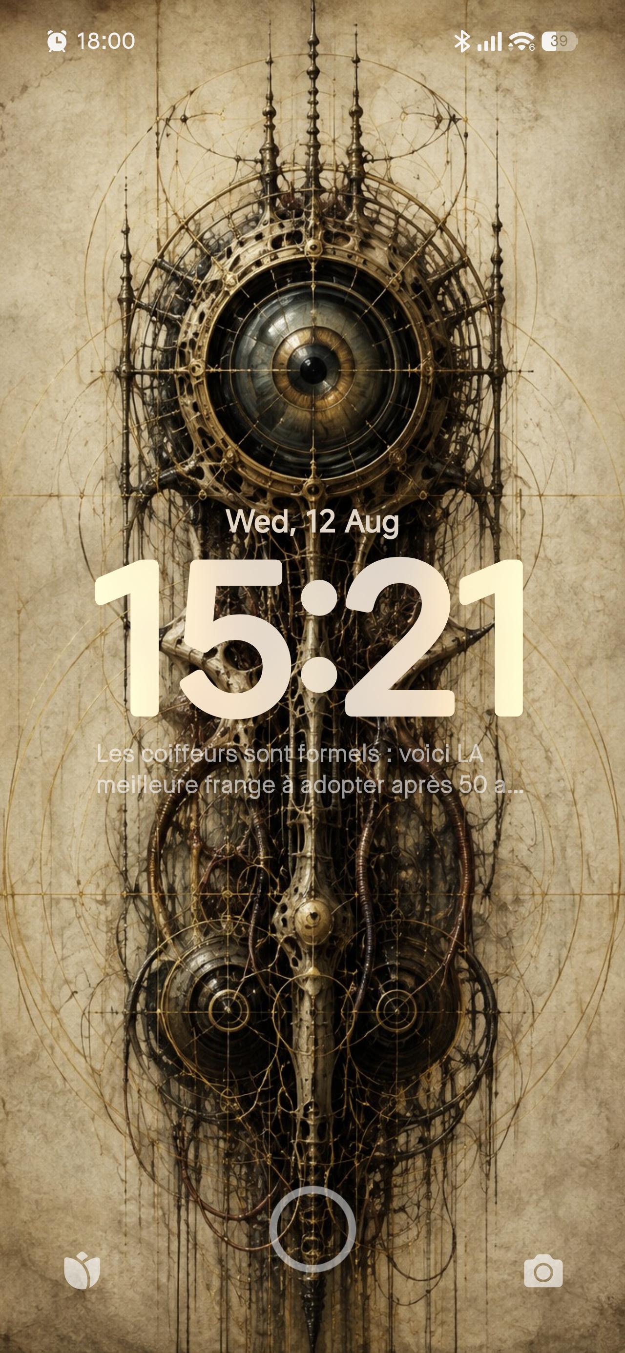 Biomechanical Eye: Dark Academia Surreal Lock Screen | Steampunk Phone Art | Gothic Digital Wallpaper