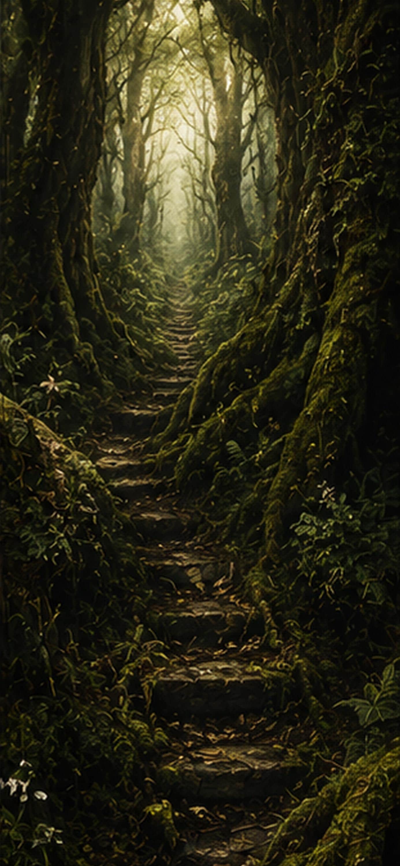 Forgotten Forest Phone Wallpaper Bundle, Goblincore Lock Screen | Moody Woodland Art | Digital Download