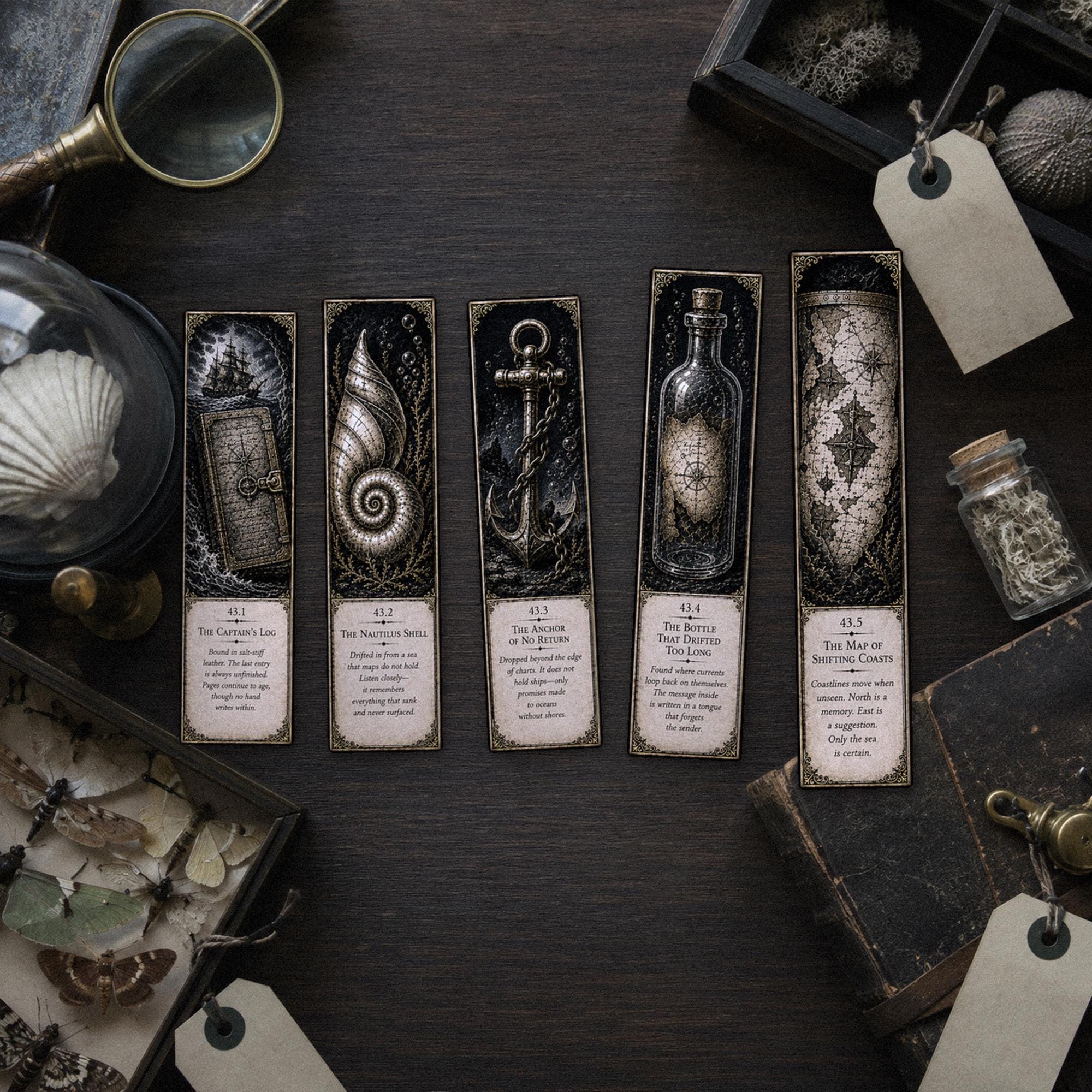 Recovered from Impossible Seas Bookmark | Dark Academia Set of 5 | Standard or Magnetic | Gothic Cabinet of Curiosities