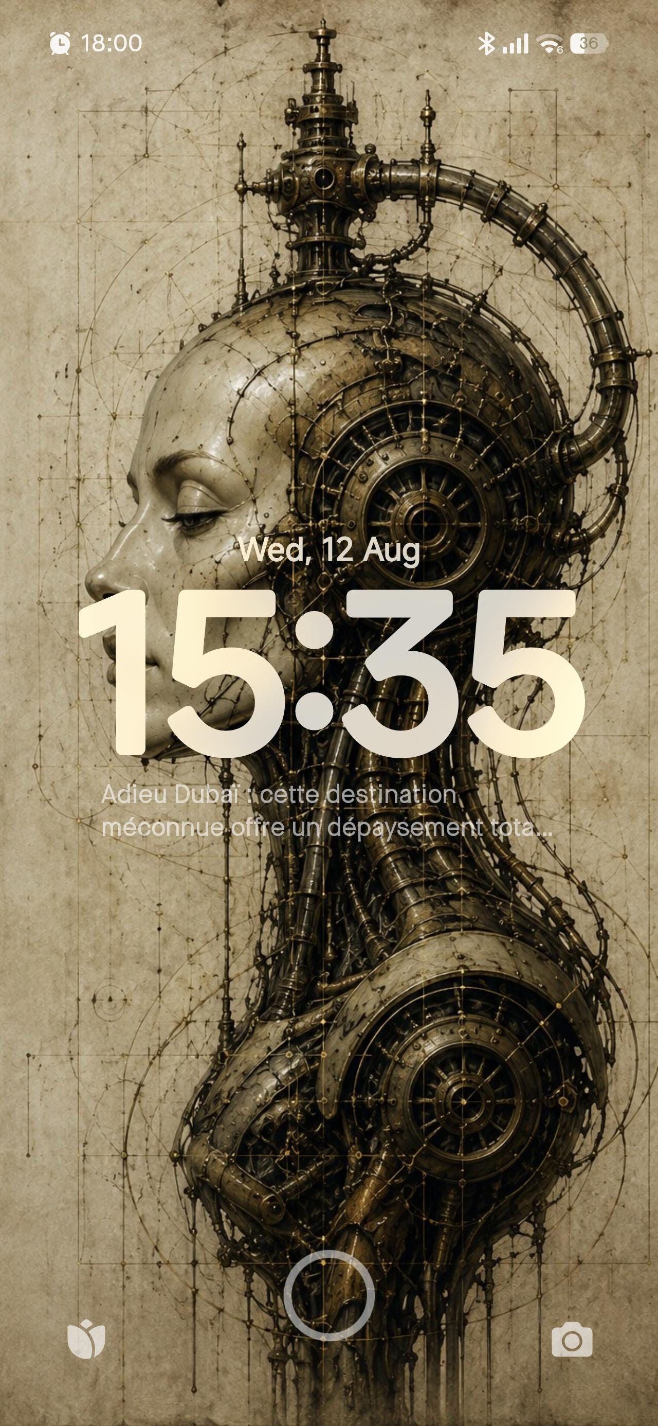 Cyborg Woman Head VII - Biomechanical Lock Screen | Dark Surreal Portrait, Steampunk Aesthetic | iPhone & Android Wallpaper