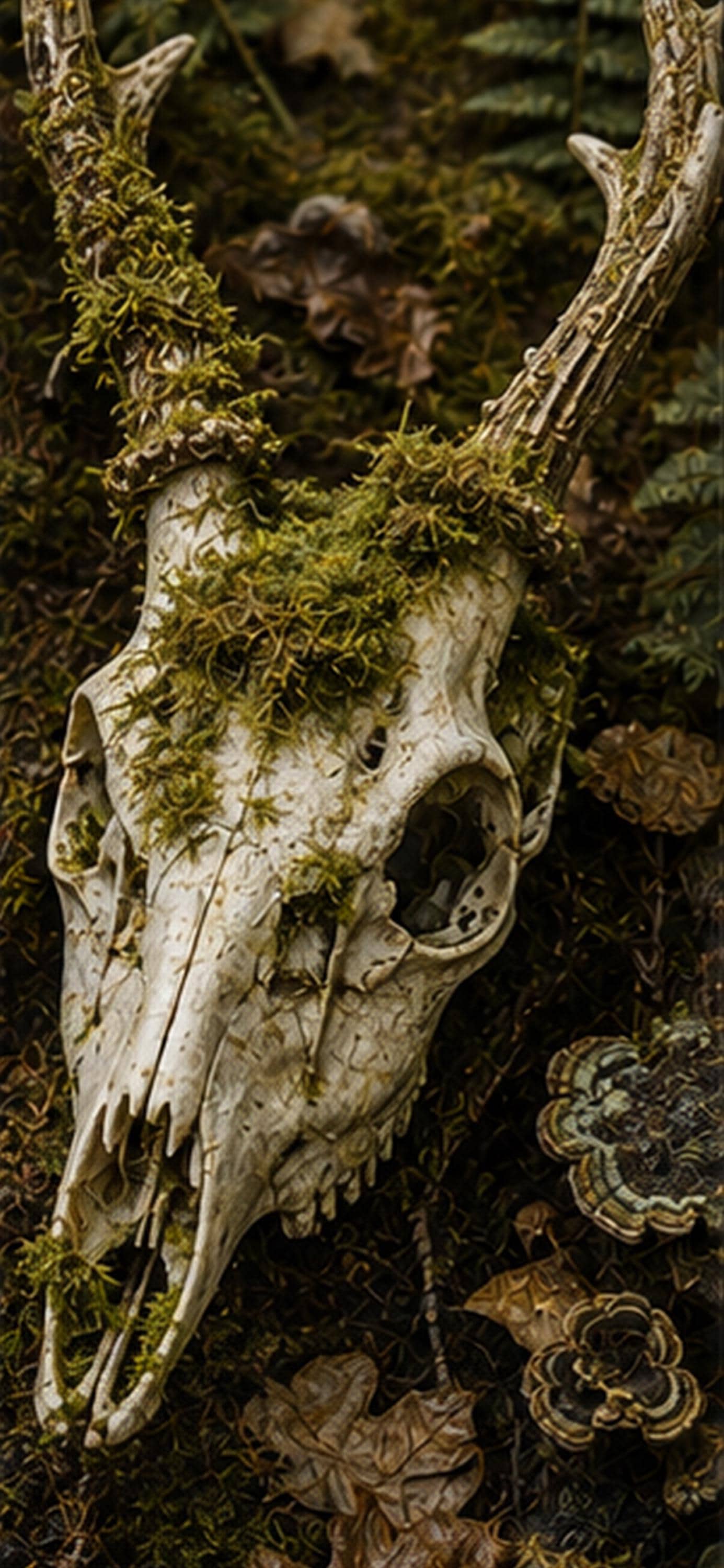 Odd Things & Specimens, Deer Skull Lock Screen | Woodland Wallpaper | Dark Cottagecore | Phone Download