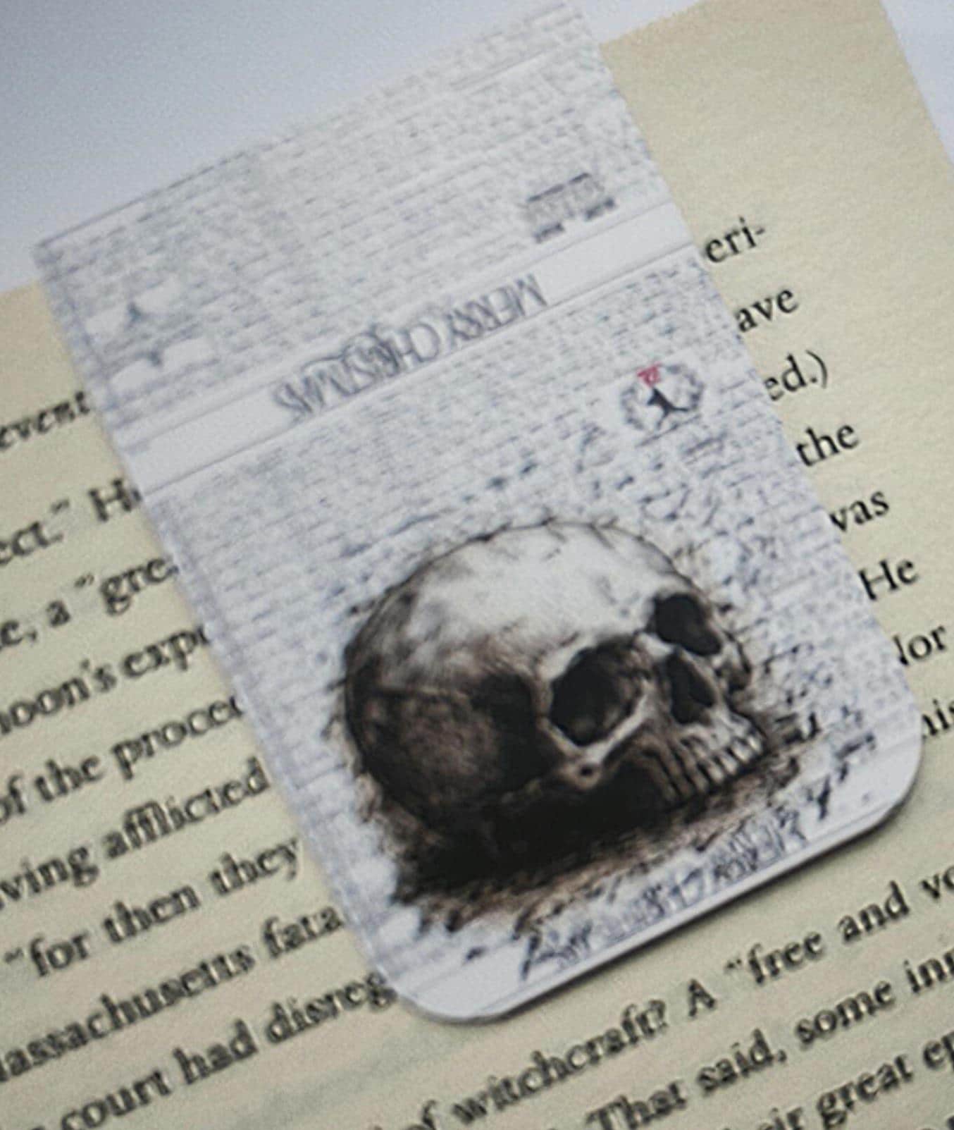 Memento Mori Skull Magnetic Bookmark Dark Academia Gothic Vintage Witchy Page Marker Double Sided