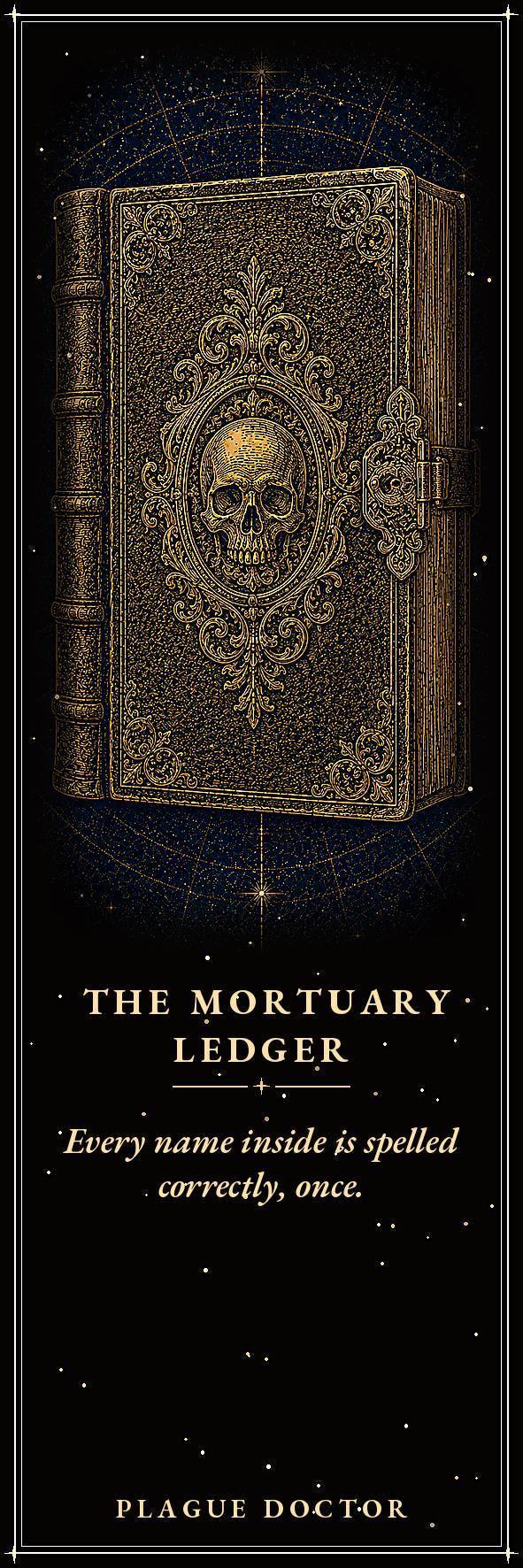 Plague Doctor Artifacts Bookmark, Beaked Mask Design | Dark Academia Page Marker | Gold on Black | Macabre Gift