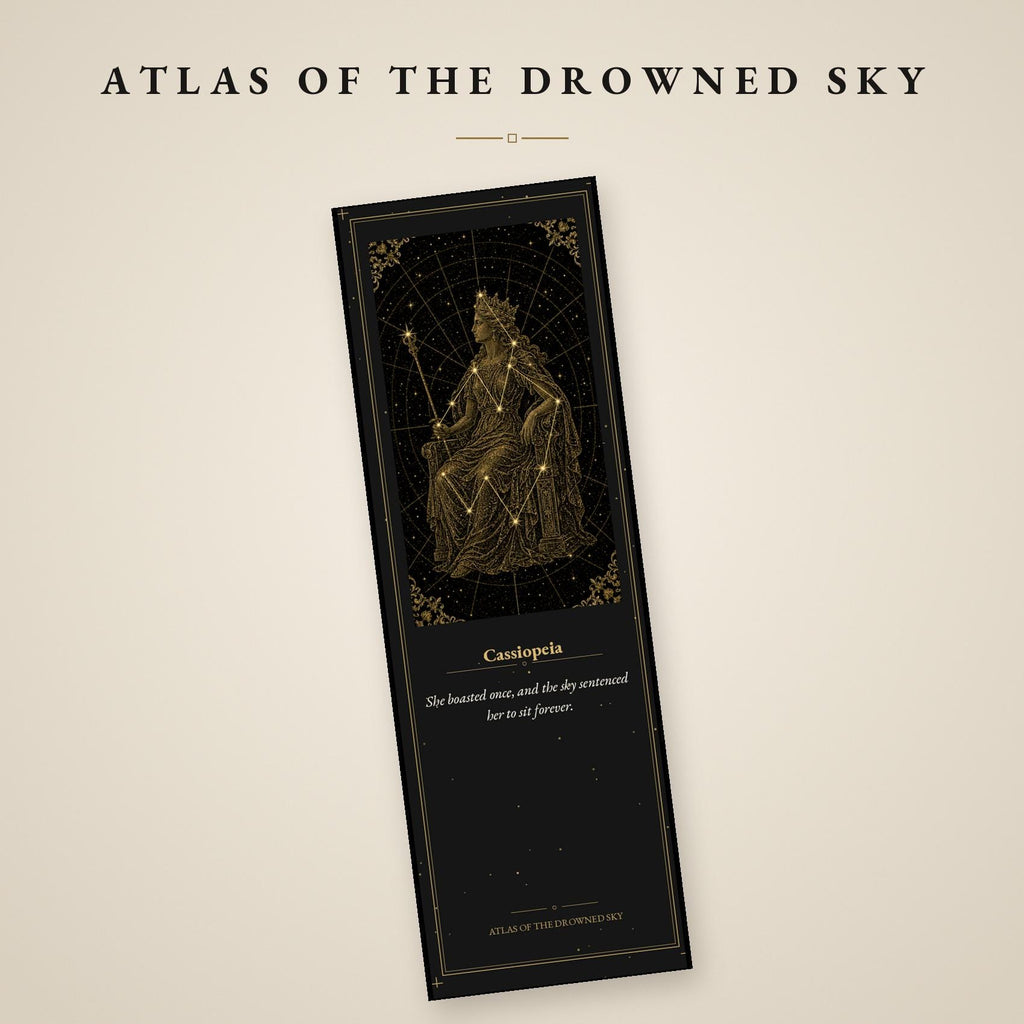 Atlas of the Drowned Sky Printable Bookmarks | Constellation Art, Gold Linework | Dark Academia Night Sky | Digital Download