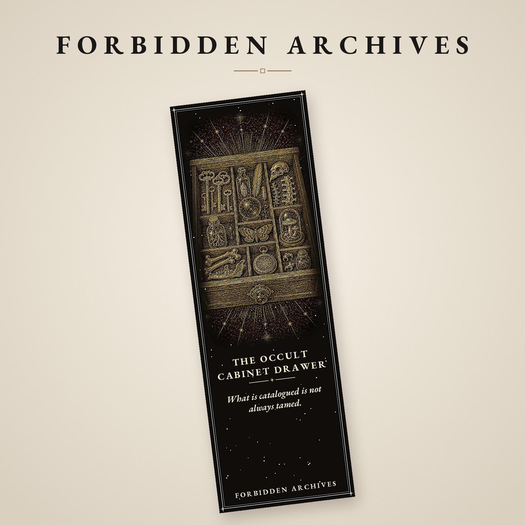 Forbidden Archives Bookmark, Dark Academia Gold Linework | Magnetic Page Marker | Occult Library Designs, Literary Gift