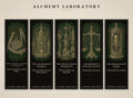 Alchemy Laboratory Bookmark, Dark Academia Gold Line Art | Page Marker | Hand-Finished Black Stock