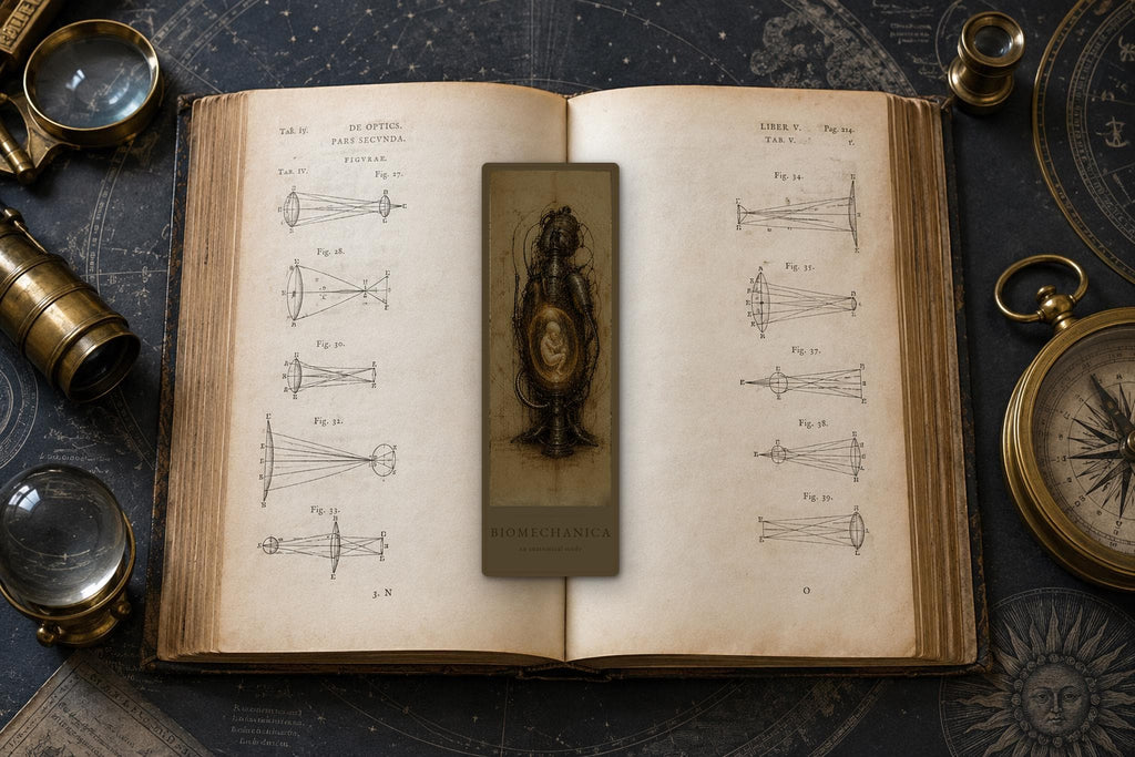 Curiosities Biomechanical Bookmark, Dark Academia Gothic | Anatomical Art Page Marker | Standard or Magnetic