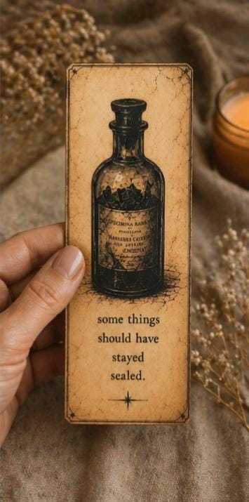 Gothic Apothecary Bottle Bookmark | Dark Academia Vintage, Occult Illustration | Book Lover Gift, Witchy Reader Accessory
