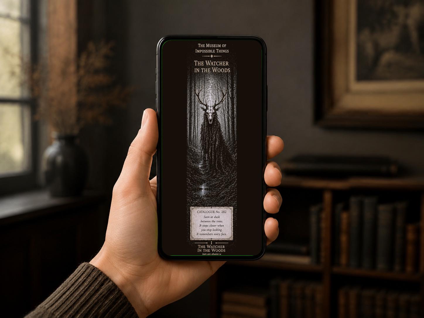 The Watcher in the Woods Phone Wallpaper | Dark Academia Lock Screen, Literary Gothic Digital Download Bundle