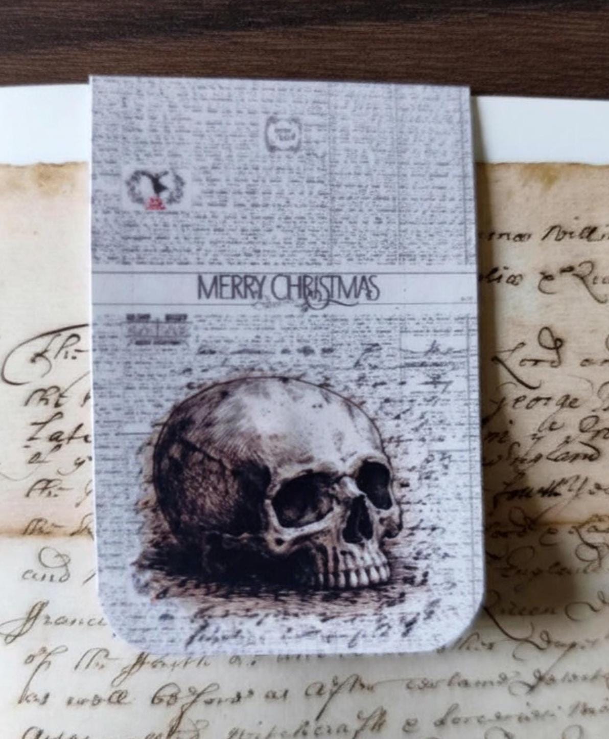 Memento Mori Skull Magnetic Page Marker | Dark Academia Gothic | Vintage Witchy Design | Sepia Skull Art | Reader Gift