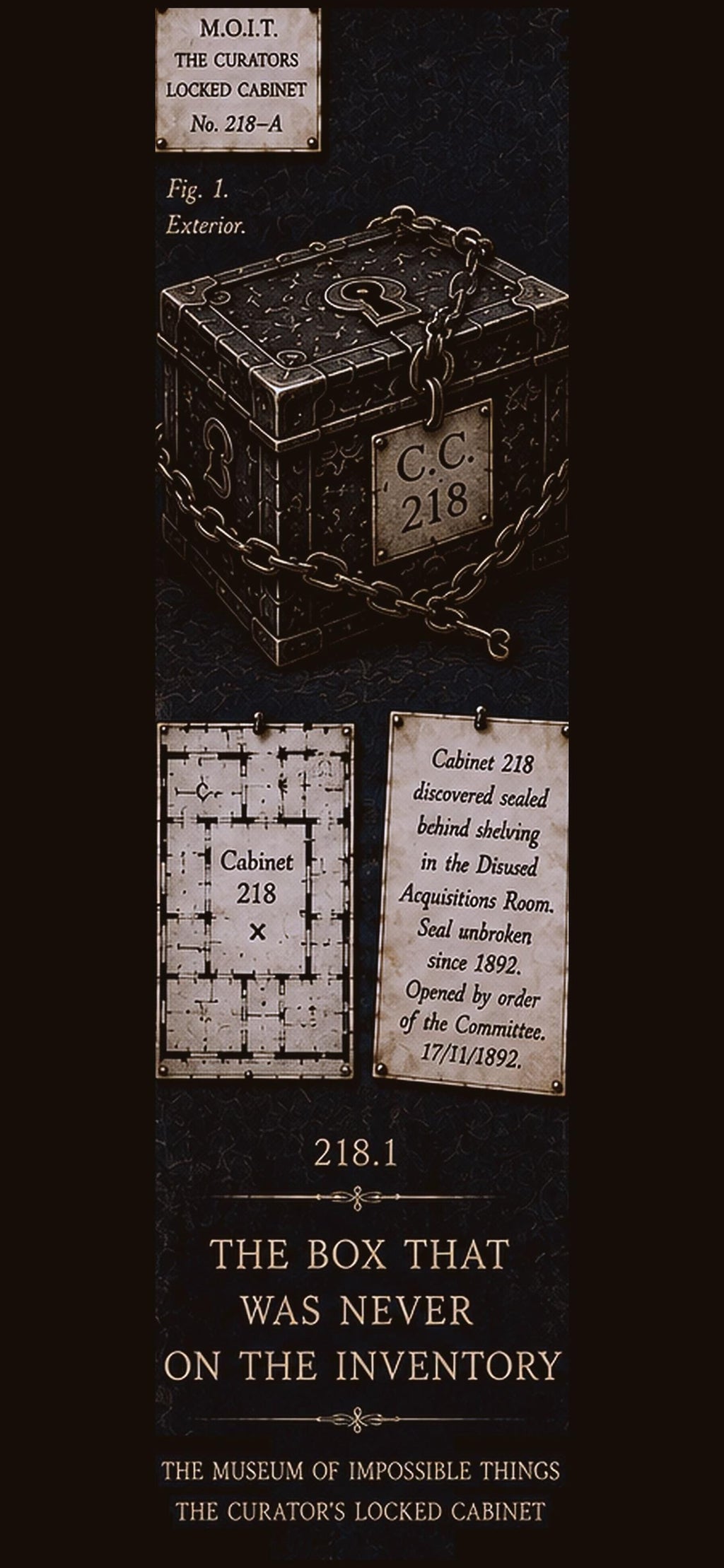 Curator's Locked Cabinet Phone Wallpaper | Dark Academia Lock Screen, Mystery Specimens Bundle