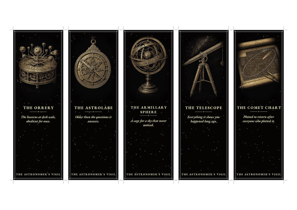 The Astronomer's Vigil Printable Bookmarks | Dark Academia Gothic Bookmark Set | Celestial Digital Download