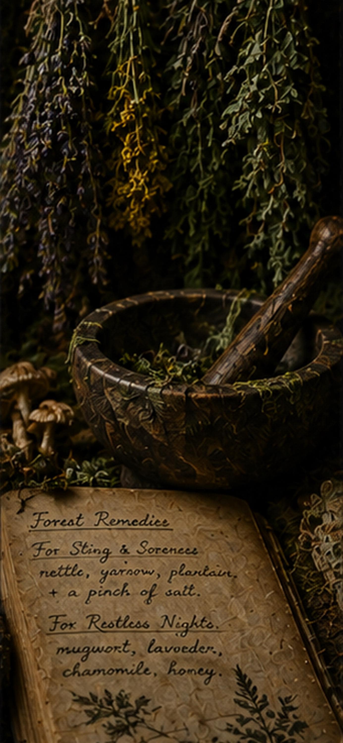 Apothecary & Alchemy Phone Wallpaper | Goblincore Woodland Mushroom Lock Screen, Forest Witch Digital Download Bundle