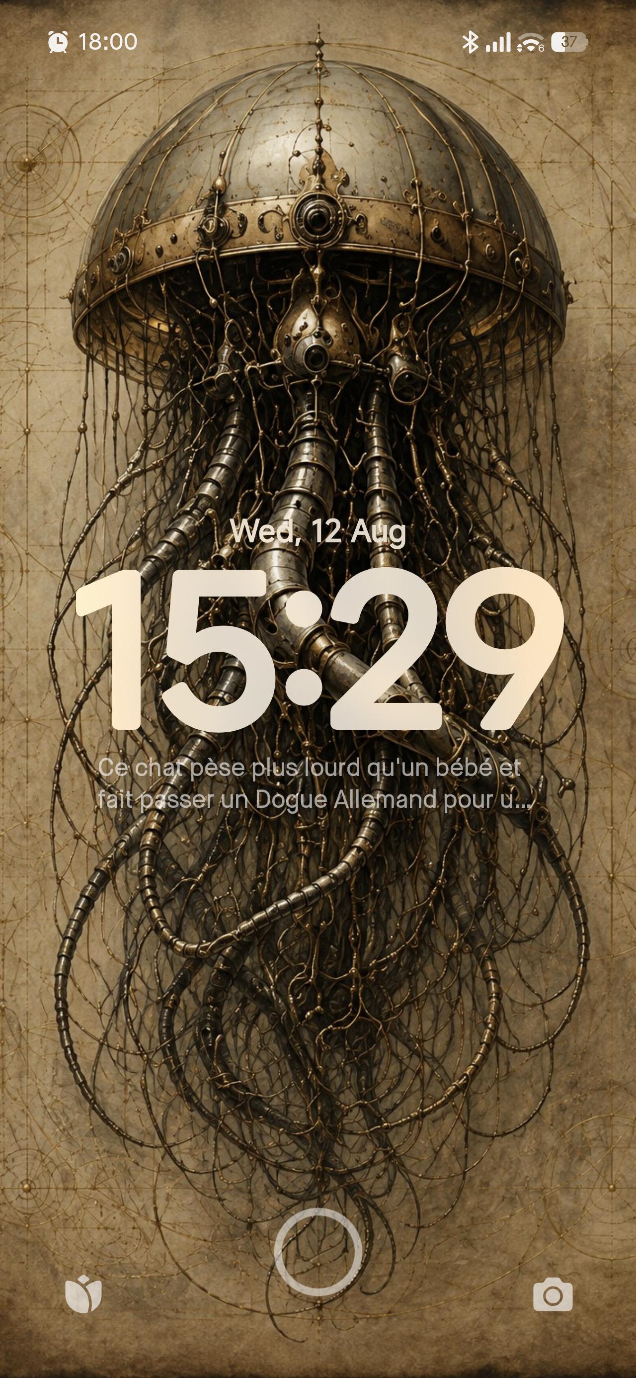 Jellyfish III Phone Wallpaper | Biomechanical Dark Academia | Brass Bone Machinery Lock Screen | Surreal Sci-Fi Digital Download