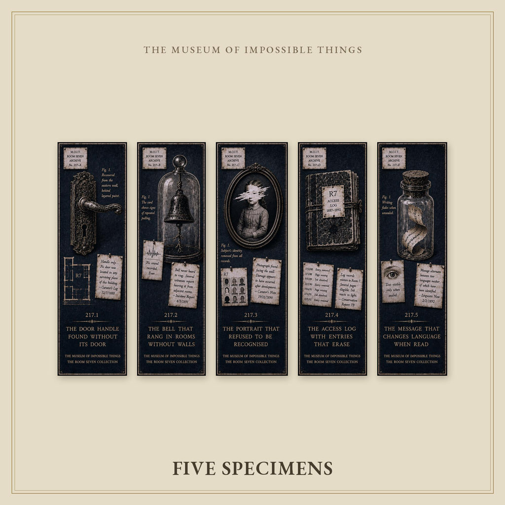 The Room Seven Collection Bookmark | Dark Academia Set of 5 | Standard or Magnetic | Gothic Cabinet of Curiosities
