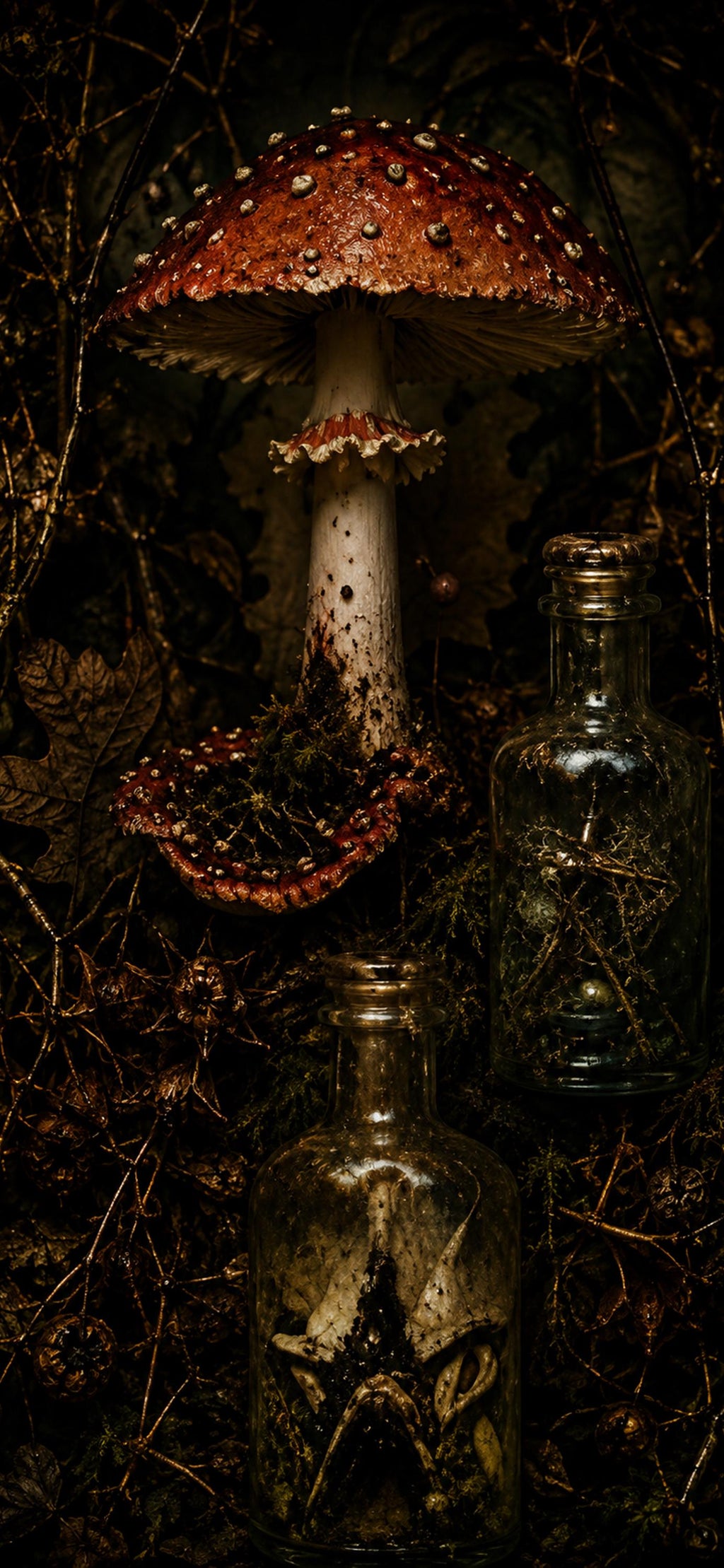 Dark Goblincore Skull Mushroom Lock Screen | Moody Forest Phone Wallpaper (Digital Download)
