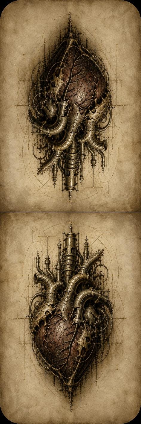 Hearts & Vessels Biomechanical Bookmark, Anatomical Art | Dark Academia Gothic | Magnetic Page Marker | Surreal Gift for Book Lovers