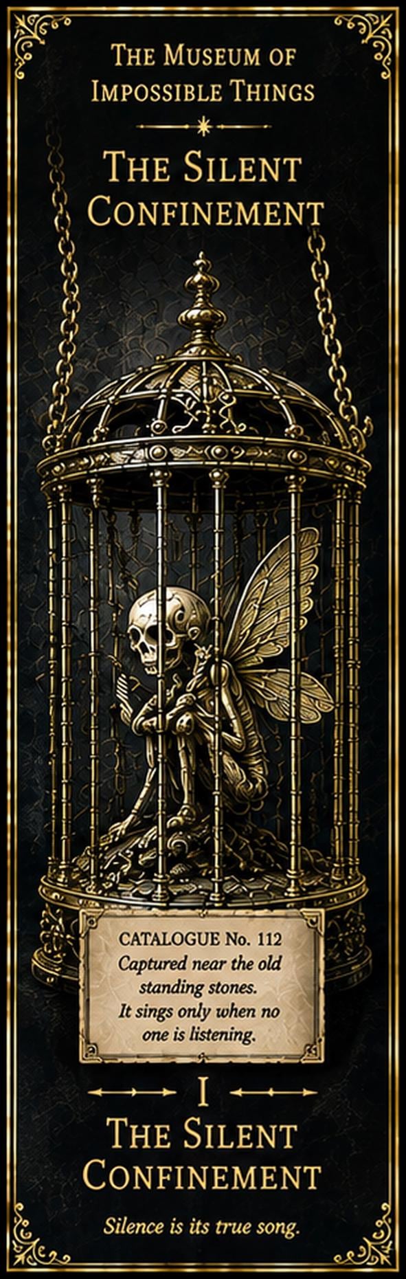 The Forgotten Exhibits Printable Bookmarks | Dark Academia Cabinet of Curiosities, Gothic Antique Gold, Book Lover Gift Set