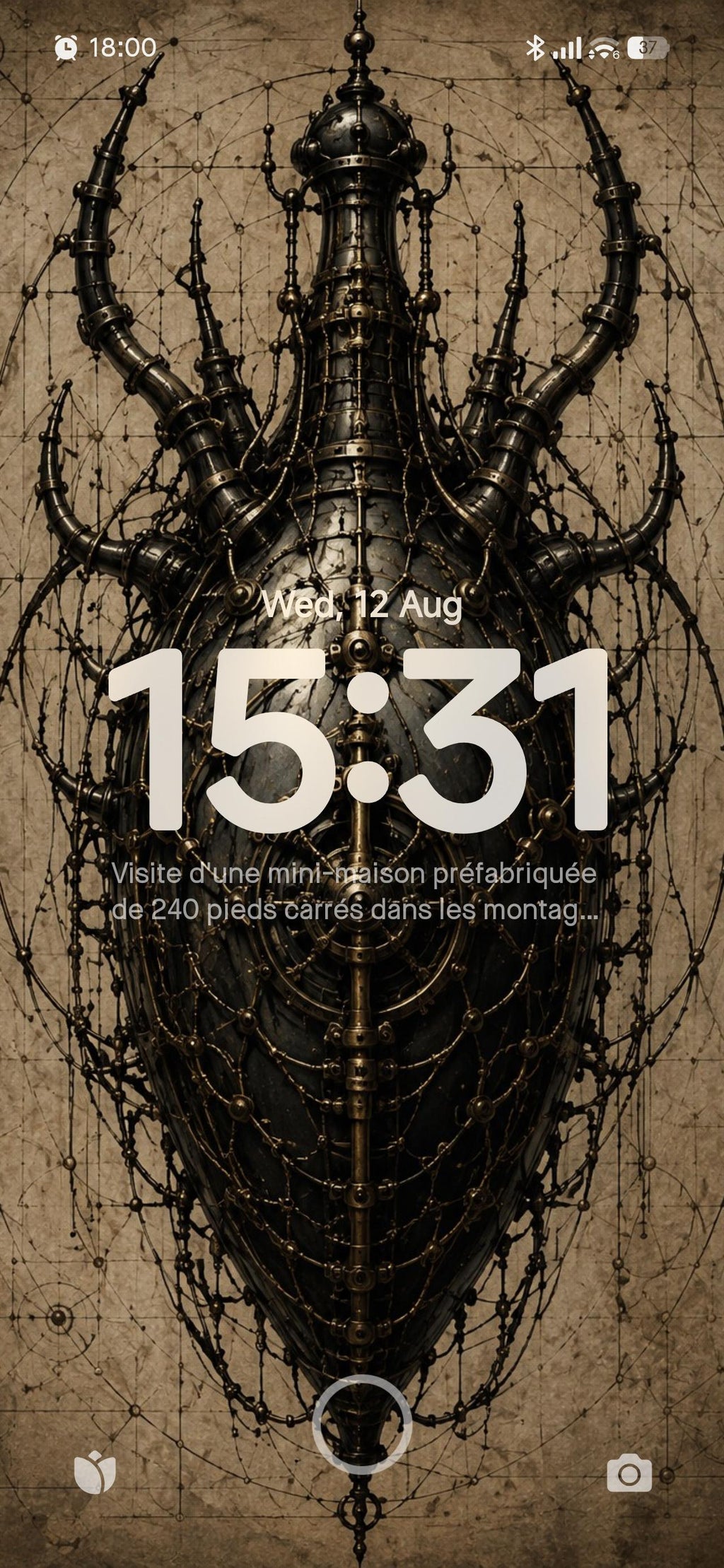 Beetle - Biomechanical Lock Screen | Dark Academia Surreal Wallpaper | Brass Bone Machinery | Instant Digital Download