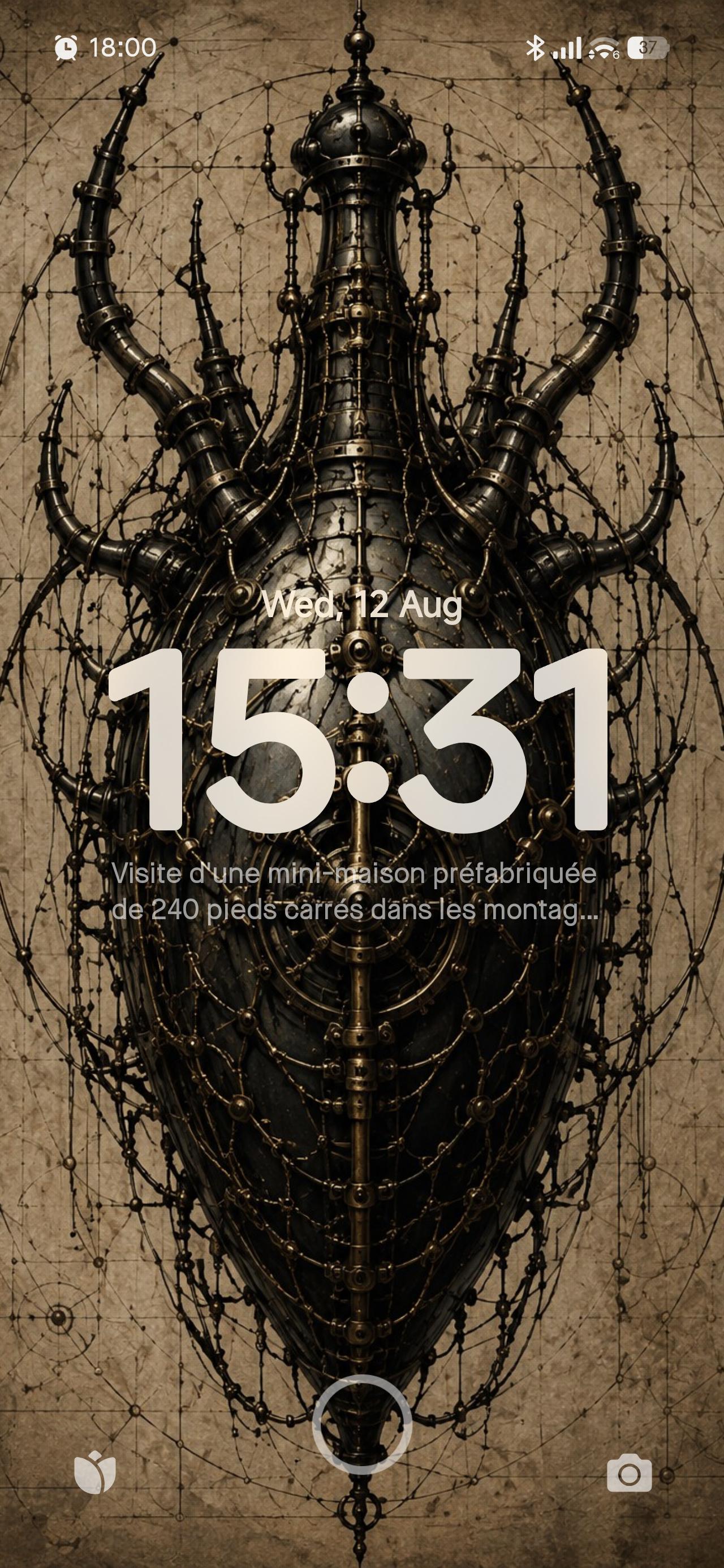 Beetle - Biomechanical Lock Screen | Dark Academia Surreal Wallpaper | Brass Bone Machinery | Instant Digital Download