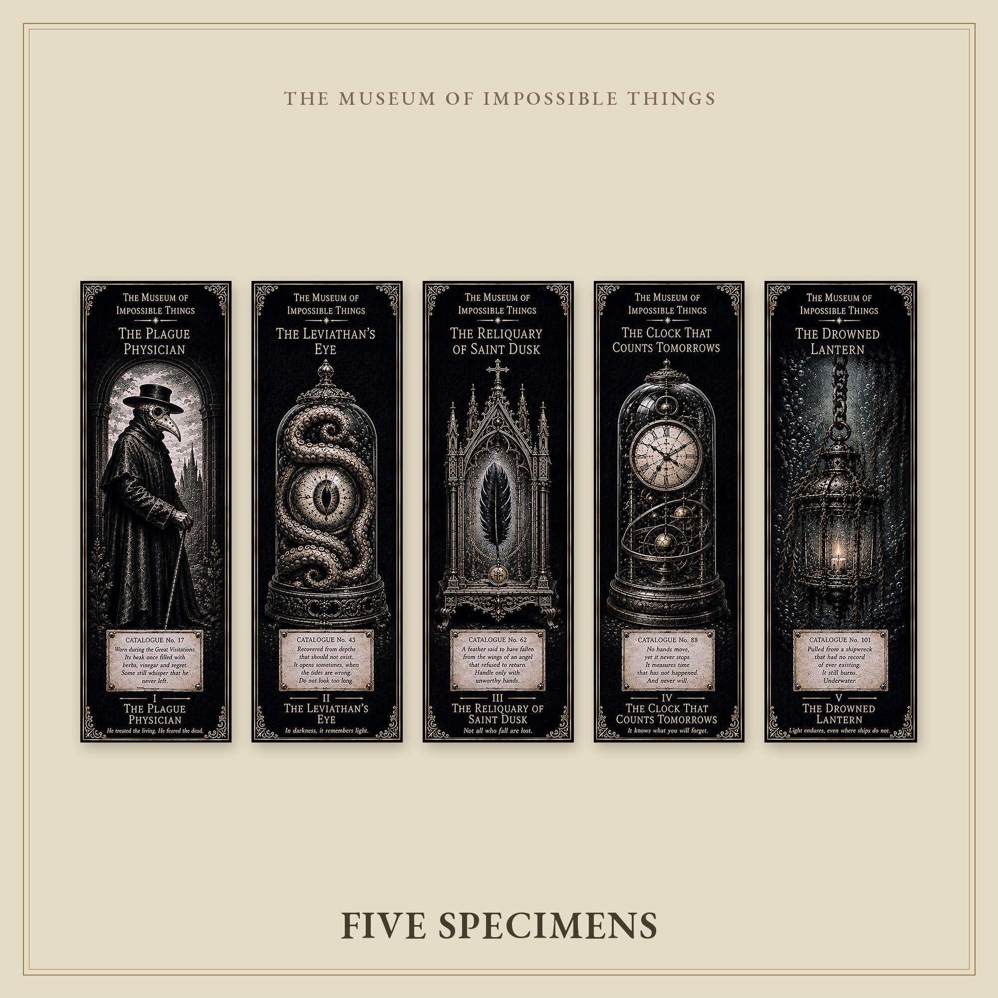 The Great Visitations Bookmark | Dark Academia Set of 5 | Standard or Magnetic | Gothic Cabinet of Curiosities