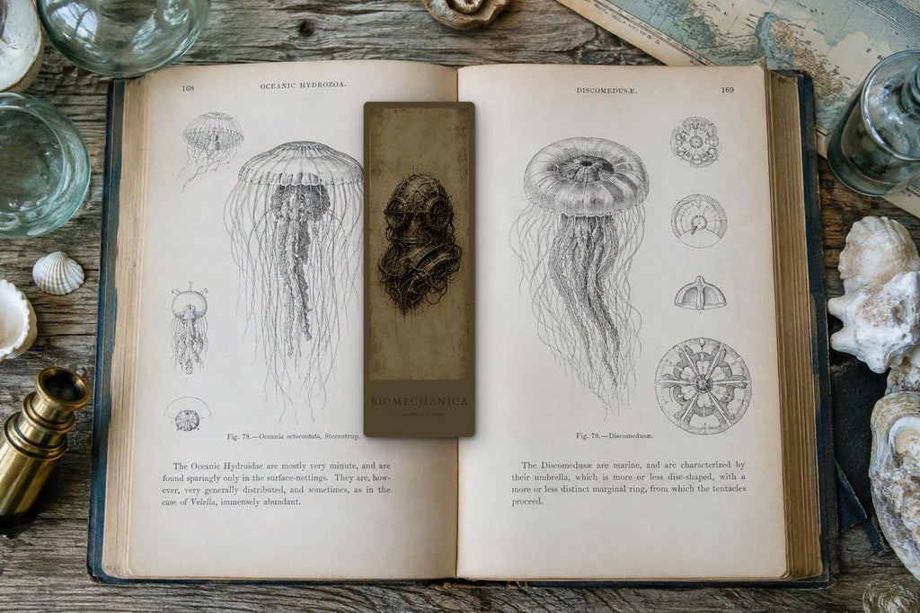 Creatures of the Deep Biomechanical Bookmark | Dark Academia Anatomical Art | Gothic Page Marker, Goth Aesthetic Reading Gift