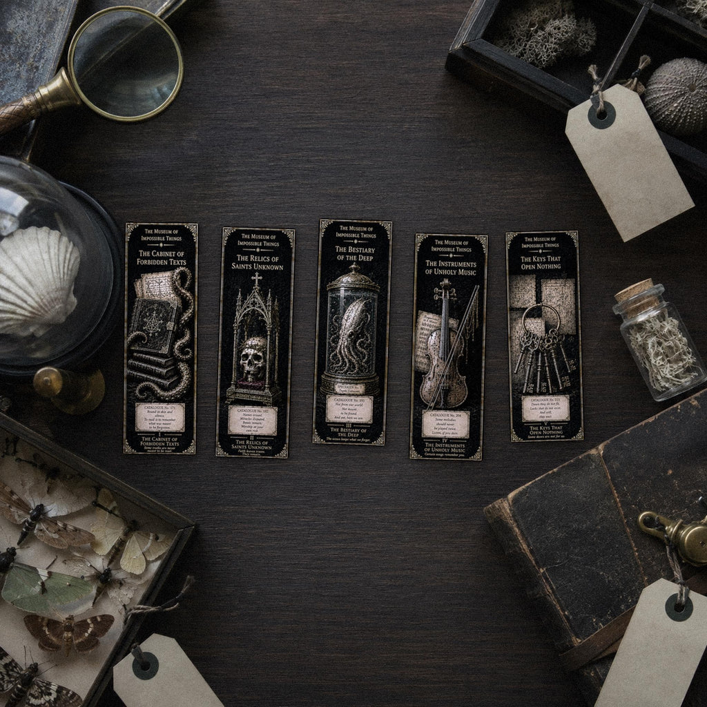The Forbidden Wing Bookmark | Dark Academia Set of 5 | Standard or Magnetic | Gothic Cabinet of Curiosities