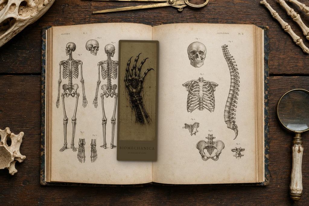 Bones & Anatomy Biomechanical Bookmark | Dark Surreal Specimens | Gothic Page Marker | Book Lover Gift