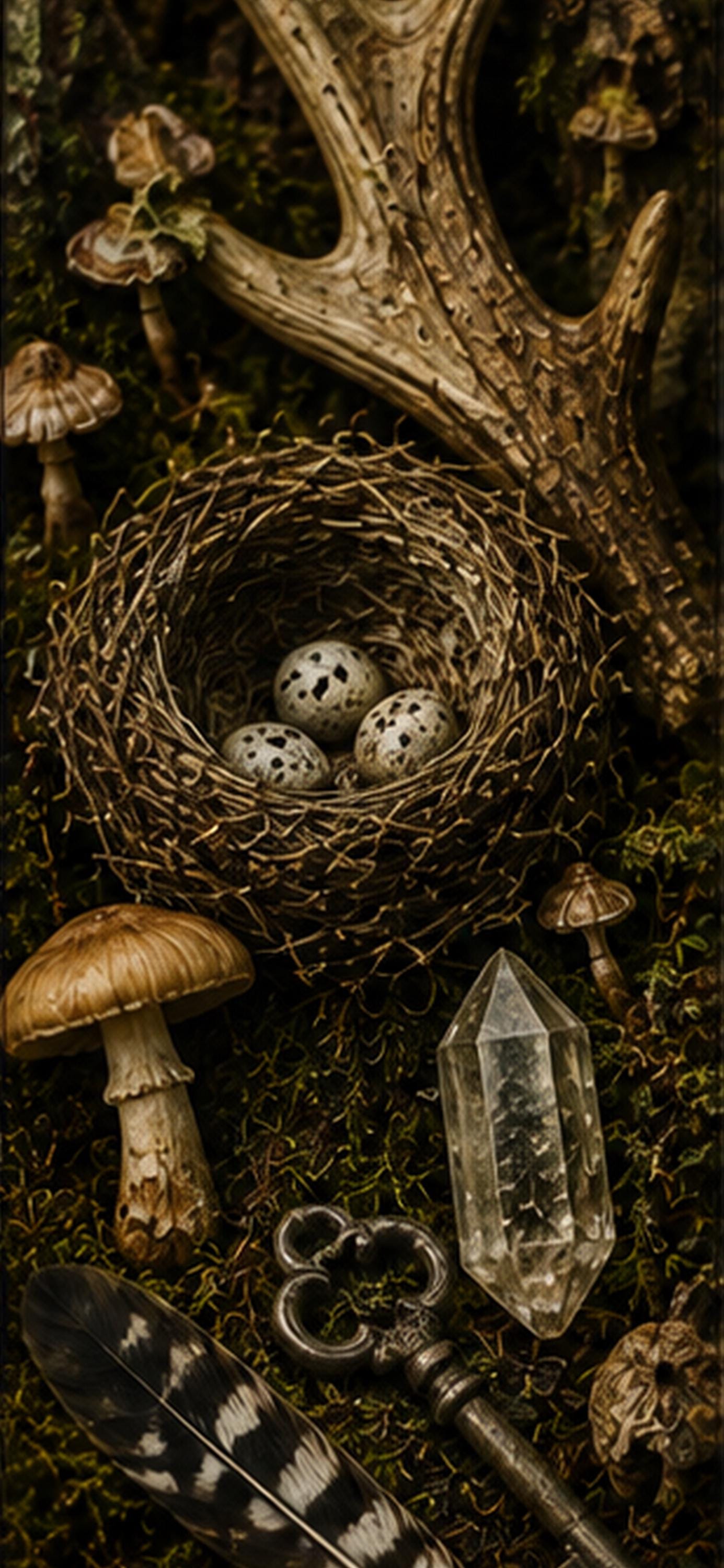 Goblincore Phone Wallpaper Bundle | Cabinet of Curiosities, Bones, Feathers (Digital Download)