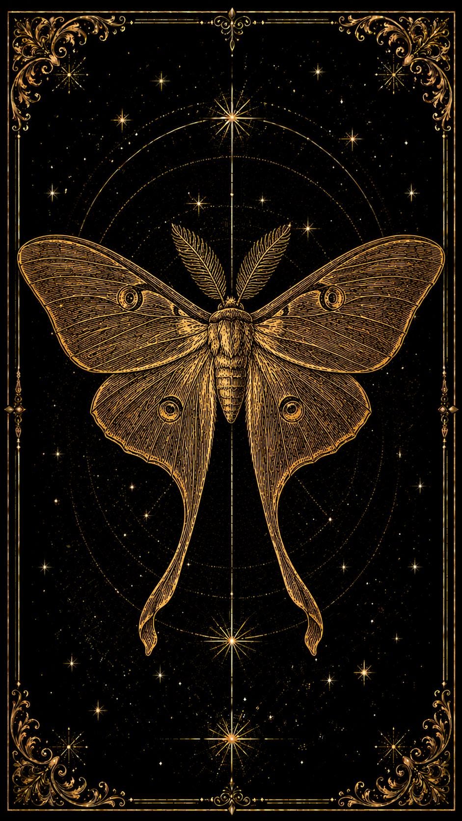 Lepidoptera Nocturna, Victorian Specimen Cabinet | Dark Academia Moth Bookmark | Gold Linework Printable | Five Species Illustrated