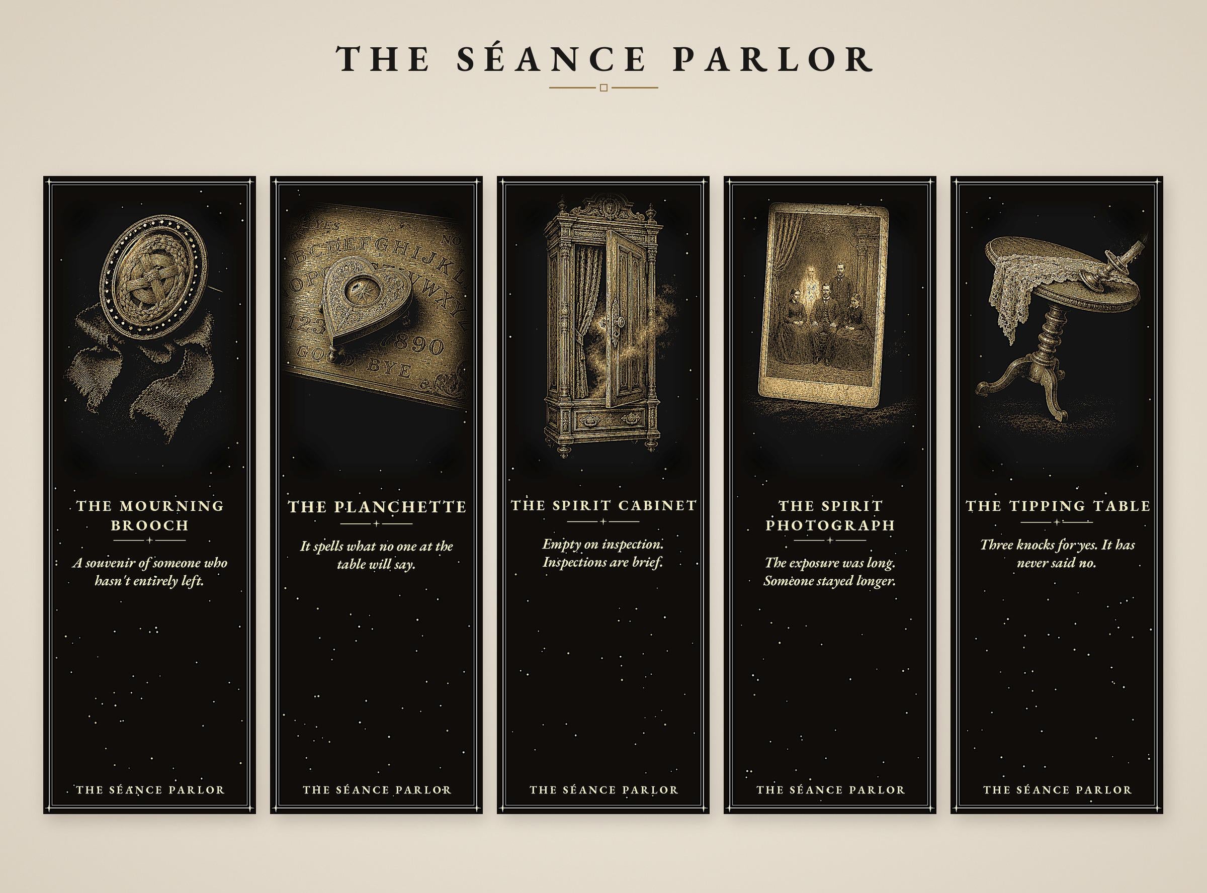 The Séance Parlor Printable Bookmarks | Victorian Occult Designs | Dark Academia | Spirit Cabinet | Digital Download
