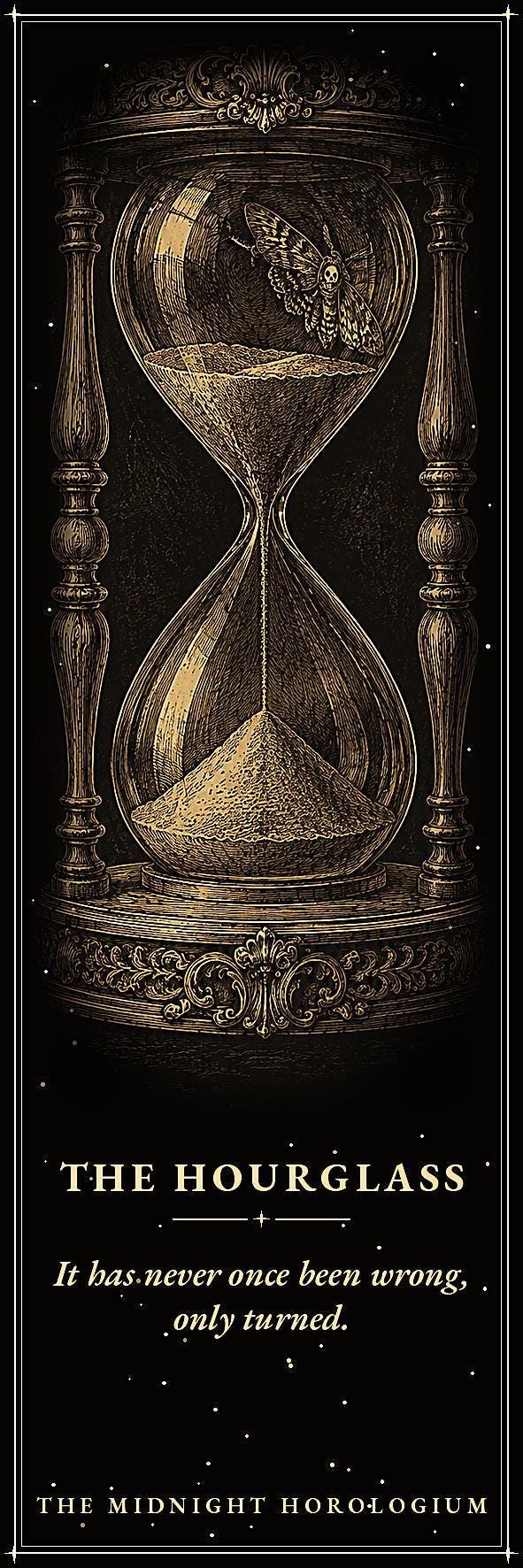 The Midnight Horologium Bookmark, Memento Mori Dark Academia | Gold On Black | Magnetic & Standard Page Marker
