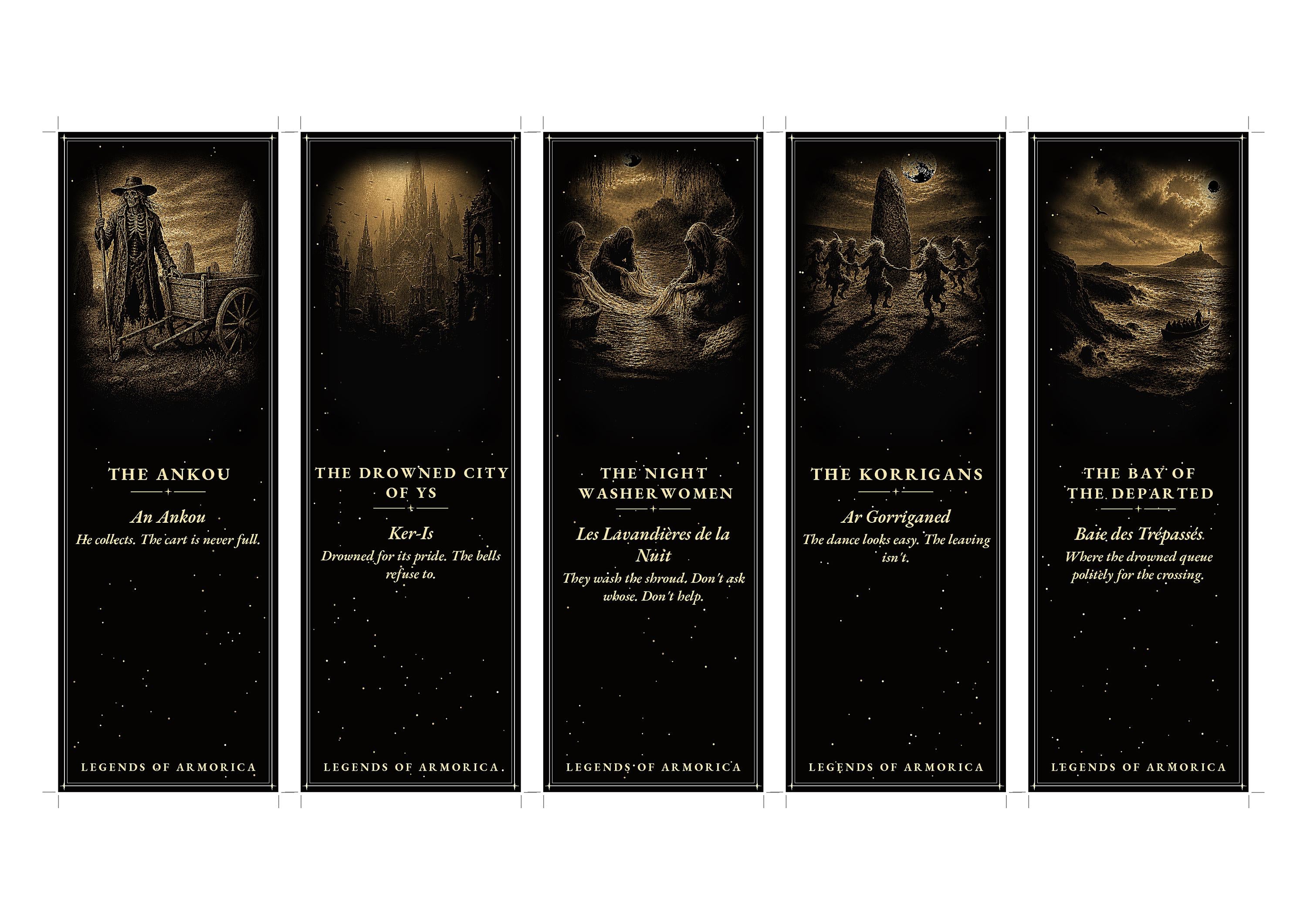Legends of Armorica Printable Bookmarks | Dark Academia Gothic | Breton Folklore Digital Download | Occult Stationery Gift
