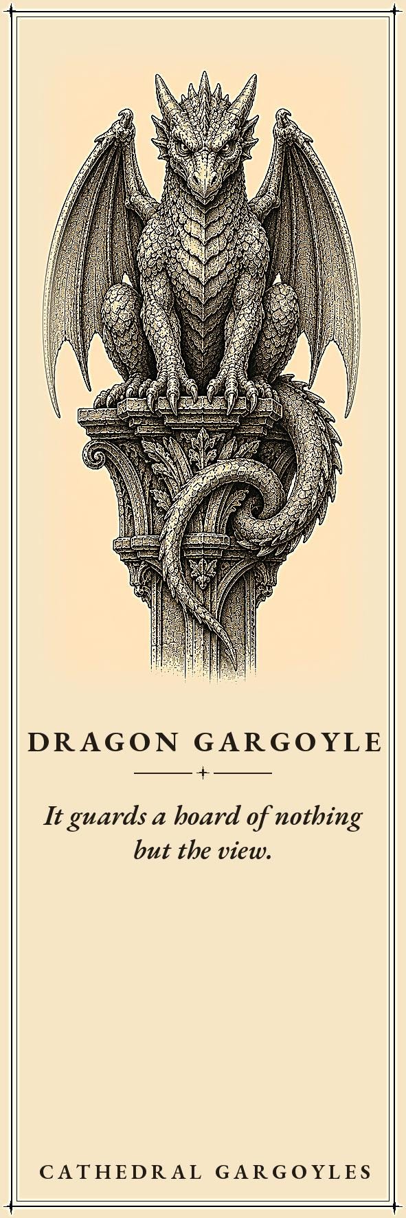 Cathedral Gargoyles The Watchers Printable Bookmarks | Dark Academia Gothic | Fantasy Reader Gift | Aged Parchment Style | Digital Download