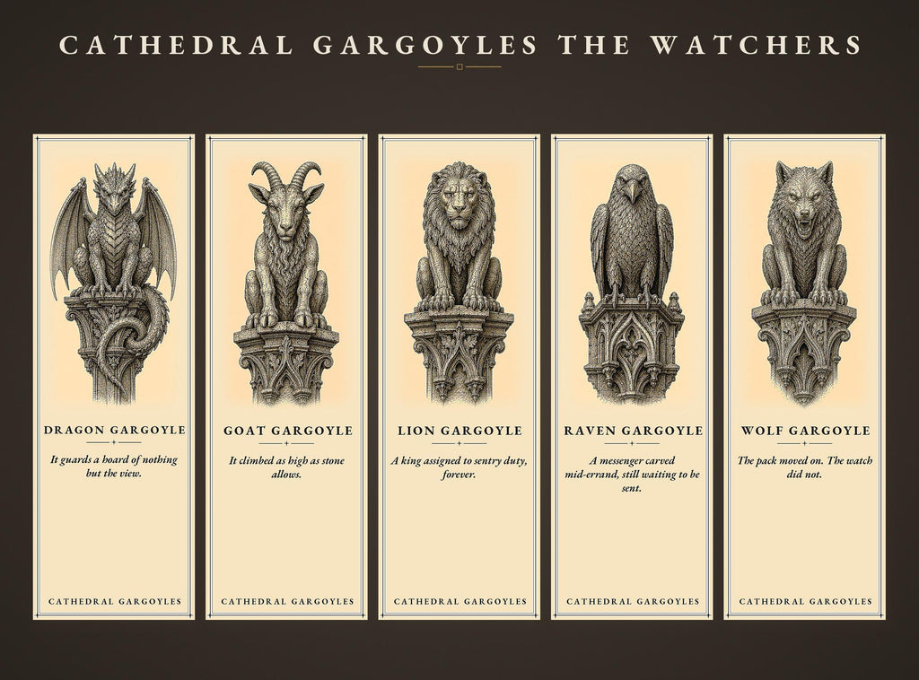 Cathedral Gargoyles The Watchers Bookmark | Dark Academia Gargoyle Bookmark | Standard or Magnetic Page Marker