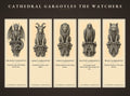 Cathedral Gargoyles The Watchers Bookmark | Dark Academia Gargoyle Bookmark | Standard or Magnetic Page Marker